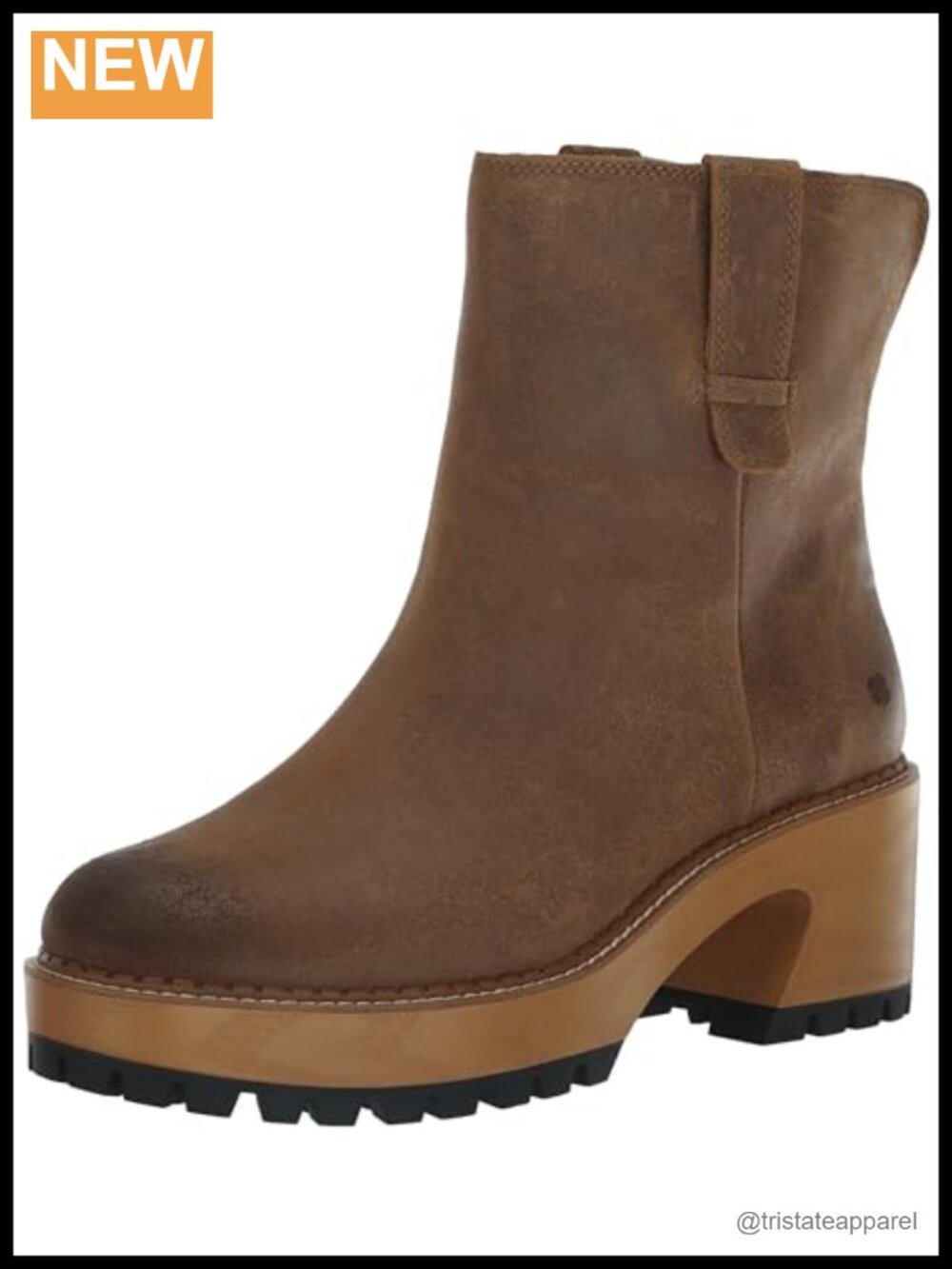 Lucky Brand Women's Suede Ankle Bootie Block Heel Pull-On